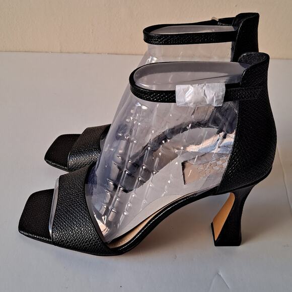 NWB Vince Camuto Reesera Leather Two Piece Heeled Sandals Black Womens Size 8.5 - Picture 10 of 14